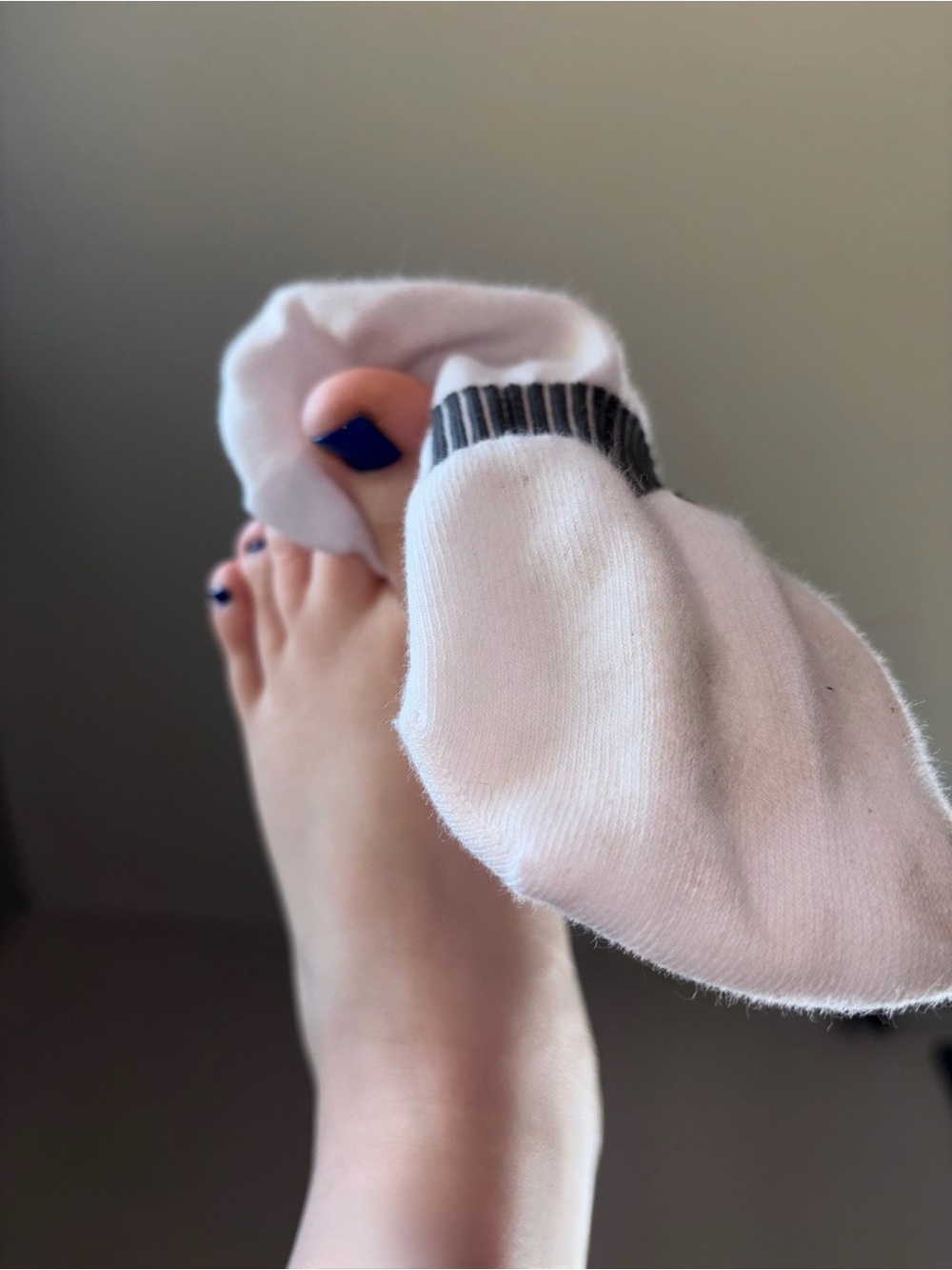 White No-Show Socks with Gray Trim